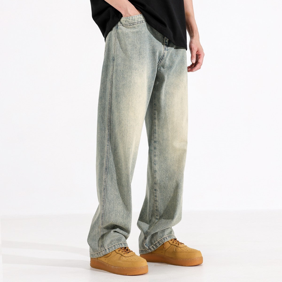 Yellow Mud Dyed Straight Jeans