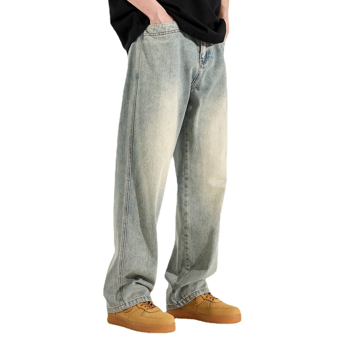 Yellow Mud Dyed Straight Jeans