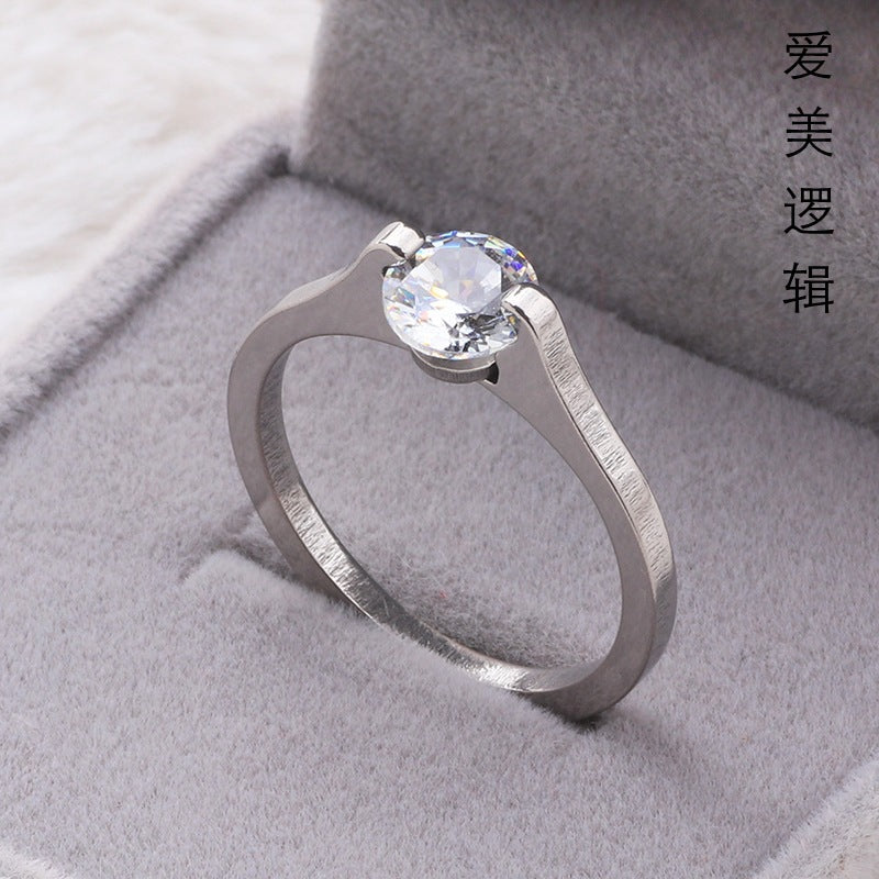Fashion Diamond Ring Titanium