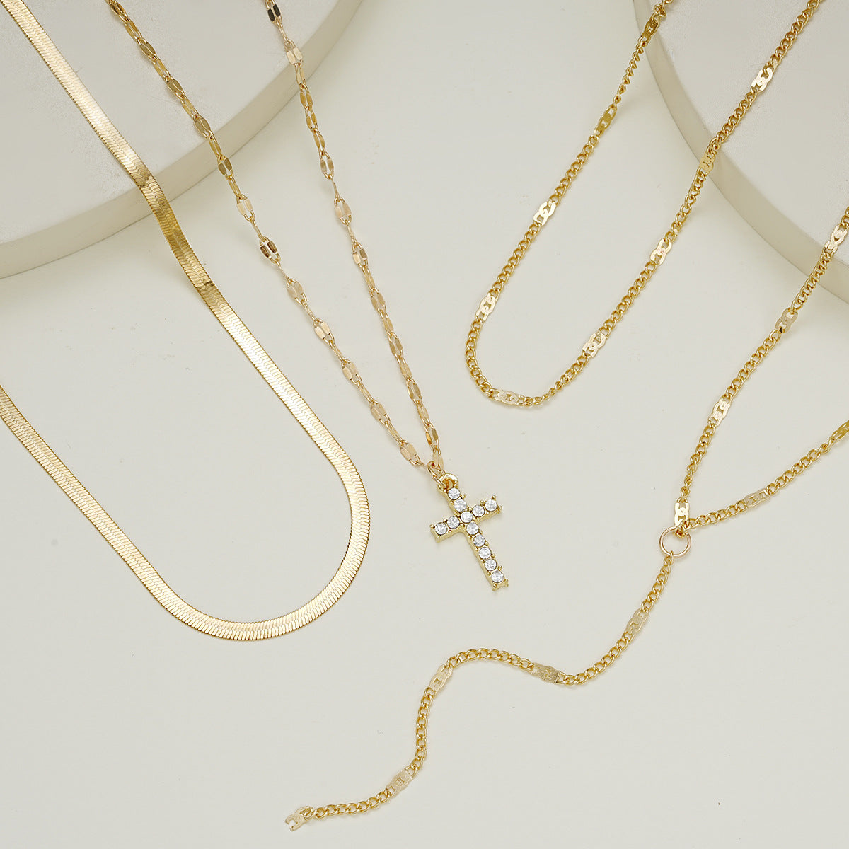 Fashion Special-interest Vintage Cross Pendant Clavicle Chain Multi-layer