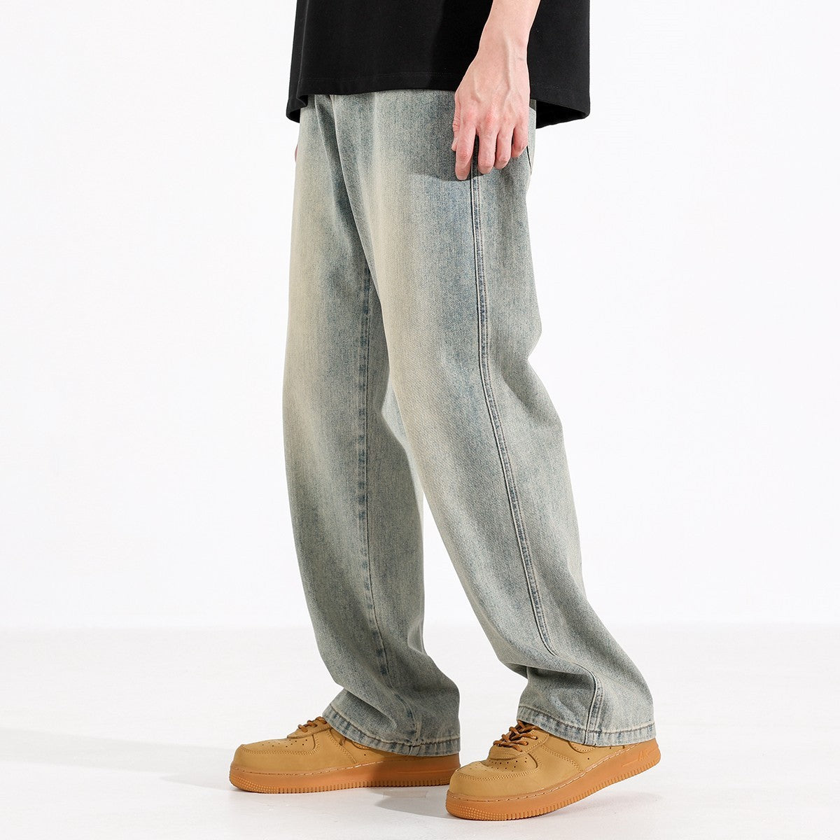Yellow Mud Dyed Straight Jeans