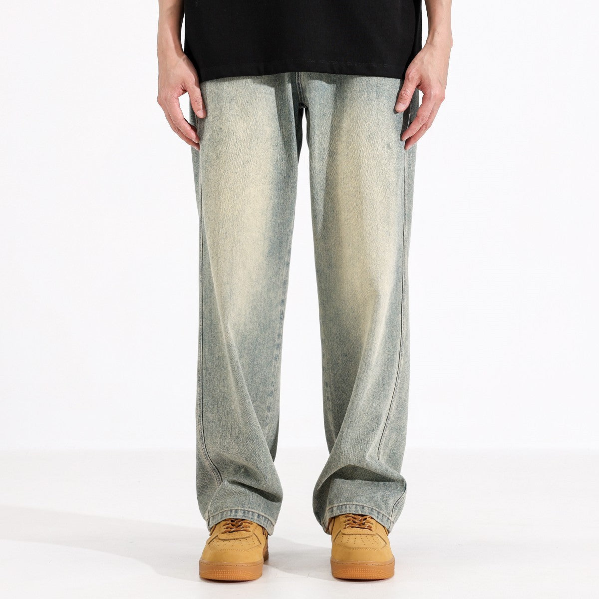 Yellow Mud Dyed Straight Jeans