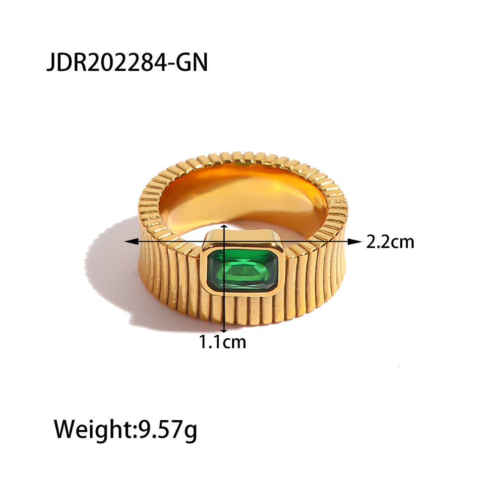 Non-fading Square Diamond Vertical Pattern Ring Retro Rib
