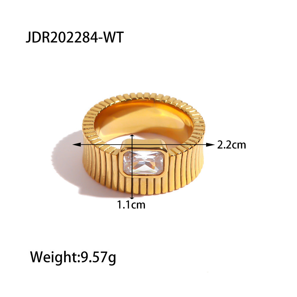 Non-fading Square Diamond Vertical Pattern Ring Retro Rib
